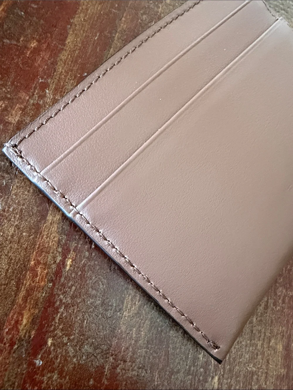 NWOT Burberry Tan Leather Card Holder with Silver TB Monogram has initials PHL